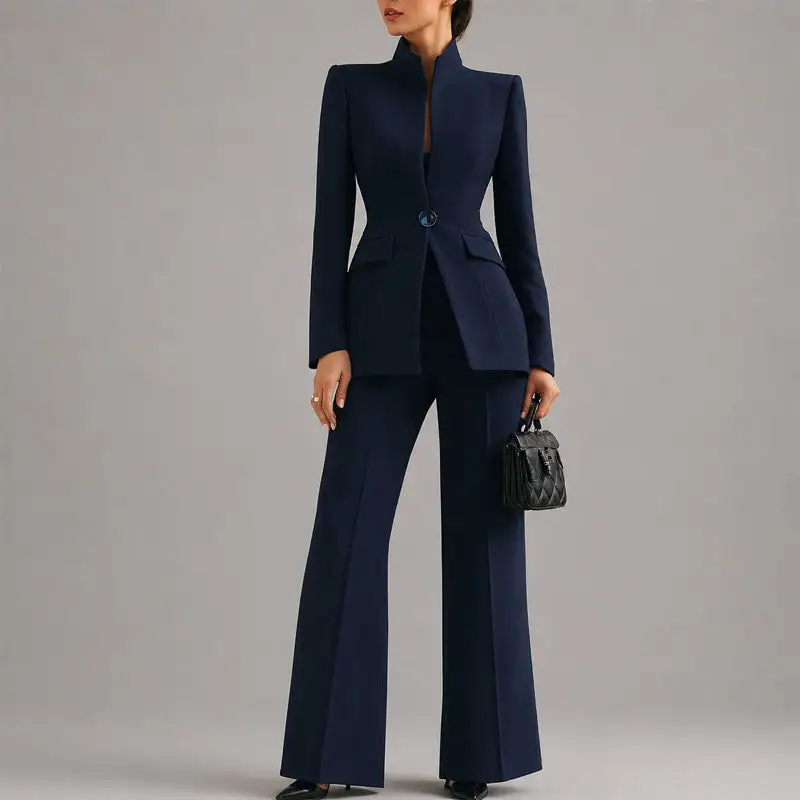 Women's Tailored High-Neck Pant Suit Set
