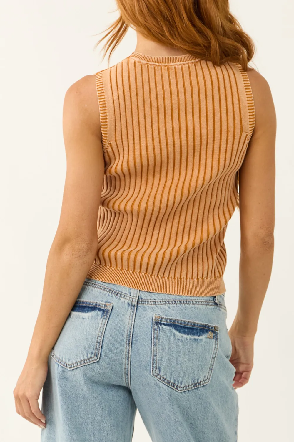 Faded Mango Knit Sleeveless Fitted Top