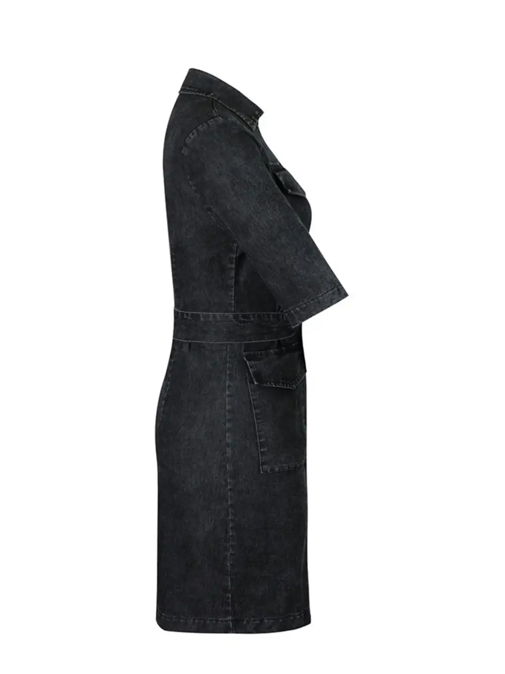 Comfort Fit Denim Zip Front Short Sleeve Dress