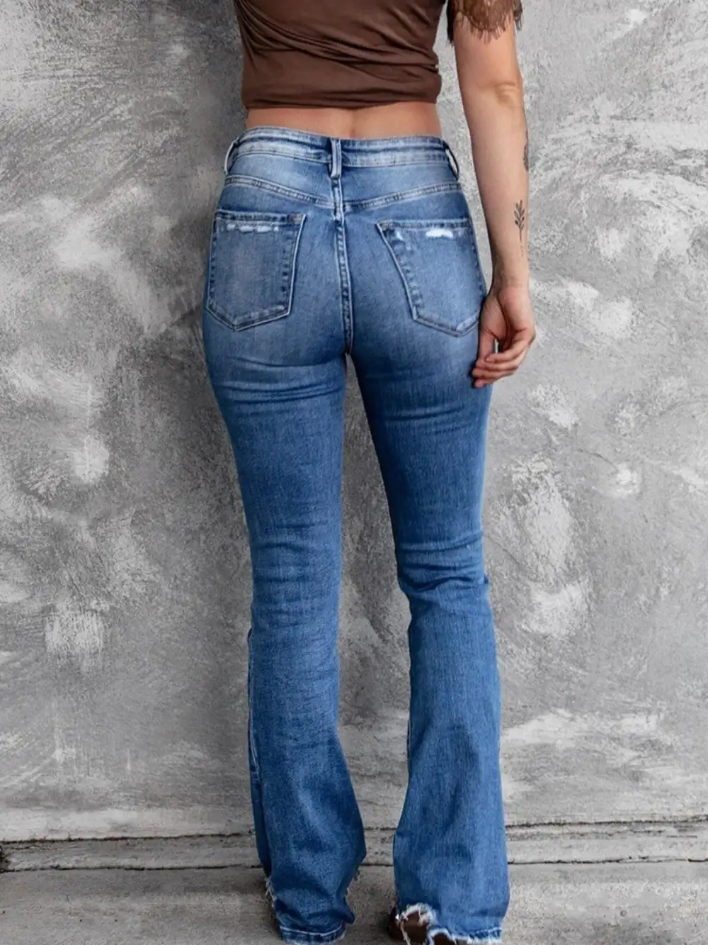 Everyday Distressed Flared Denim Jeans