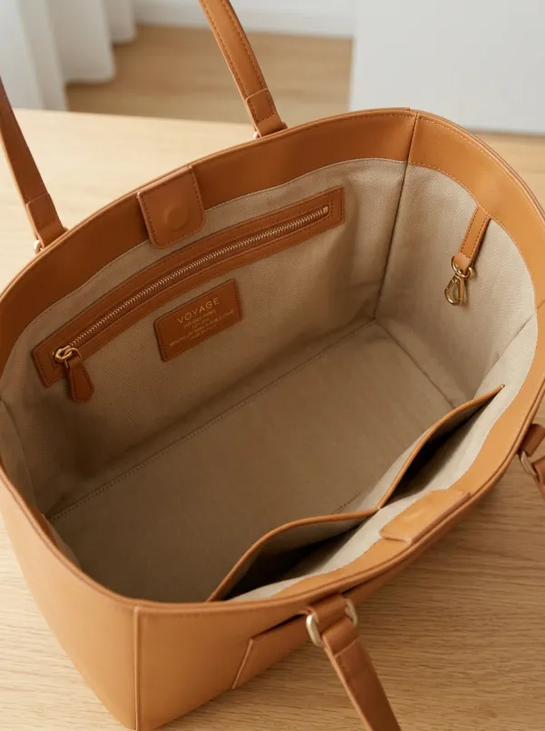 Women's Structured Open-Top Dual-Handle Tote Bag