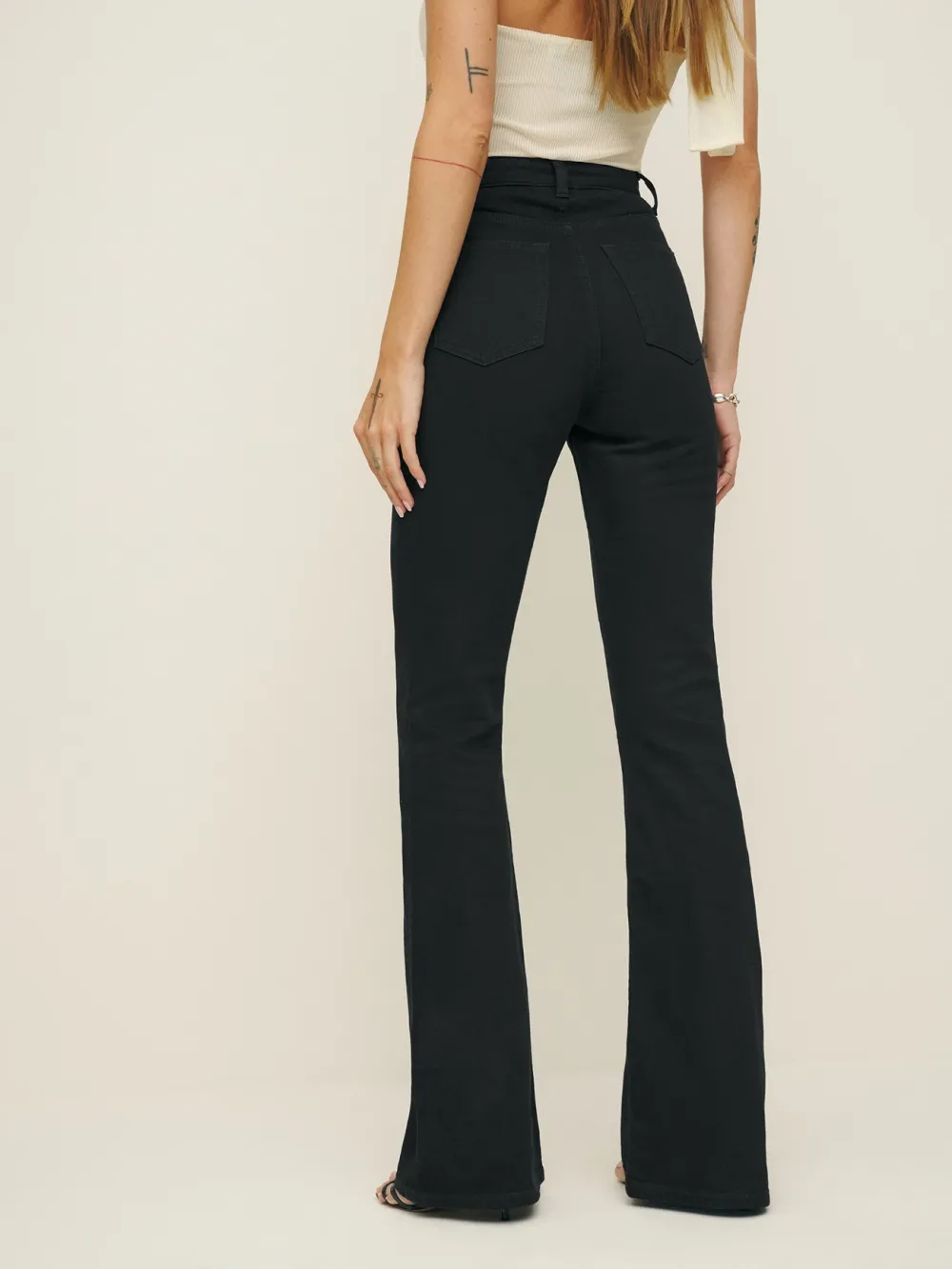 Flared Hem Mid Rise Jeans