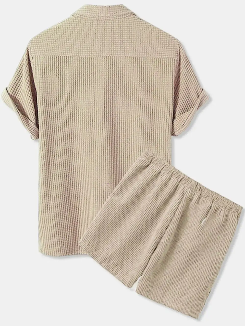 Button-Detail Short-Sleeve Top and Shorts Set