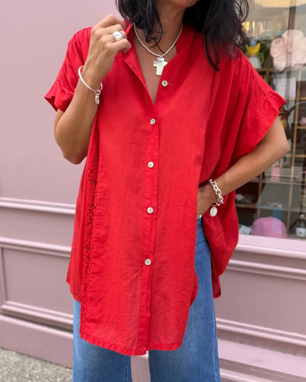 Classic Cotton Embroidered Relaxed-Fit Blouse