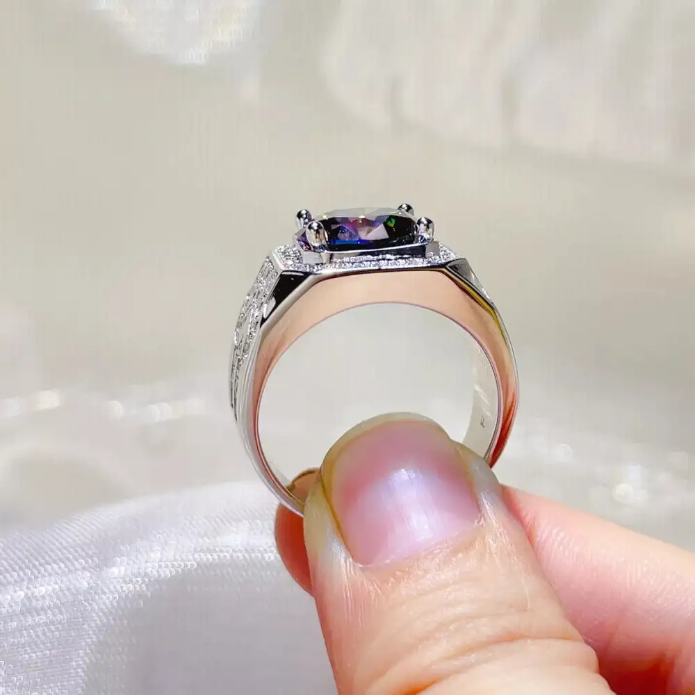 Gleaming Sterling Silver Moissanite Ring
