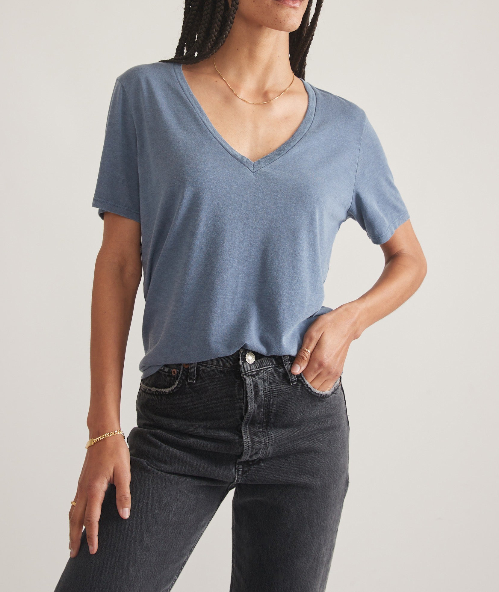 Slouchy Fit V-Neck Cotton Tee
