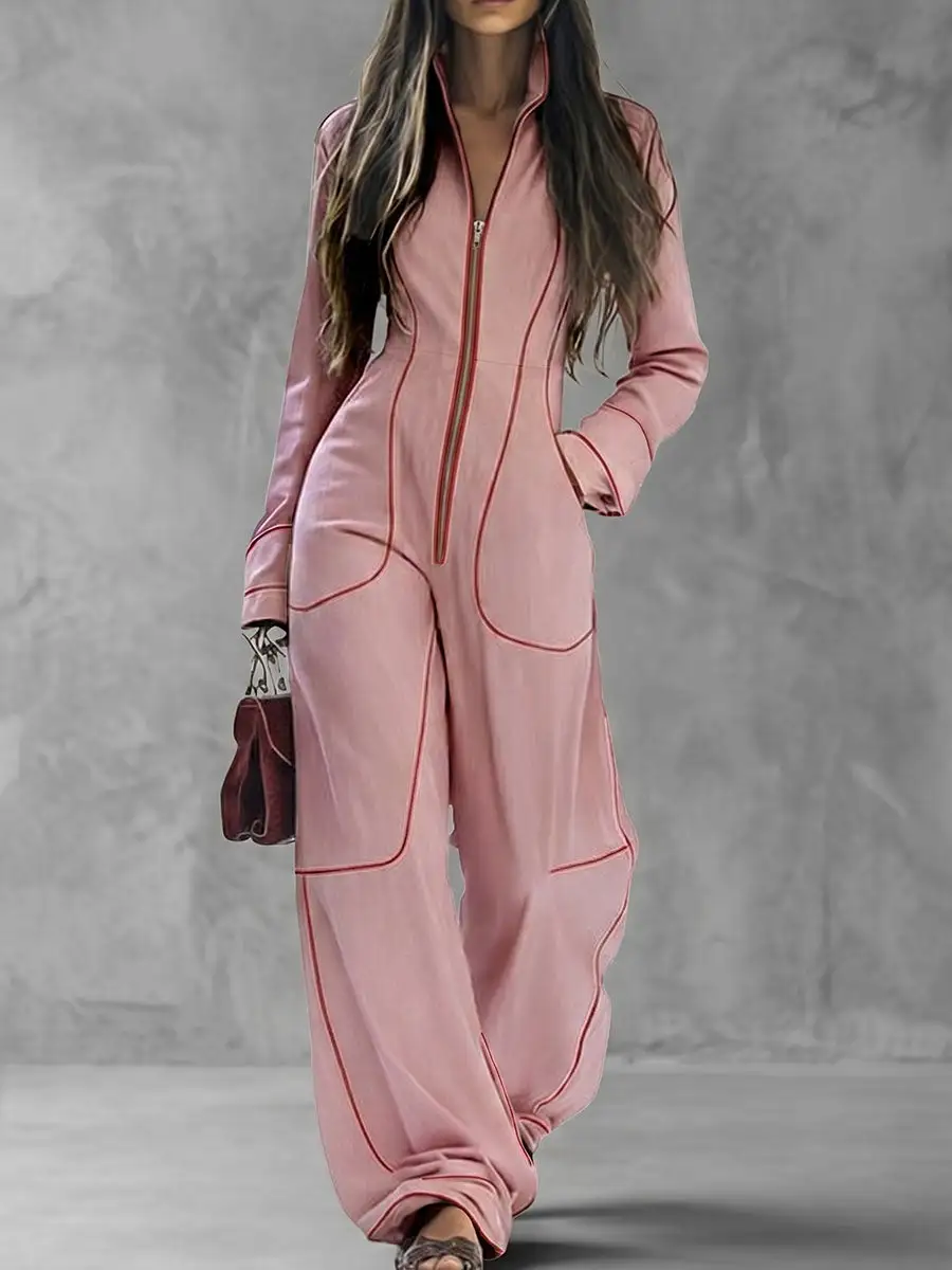 Jumpsuits Met Lange Mouwen En Wijde Pijpen Rits