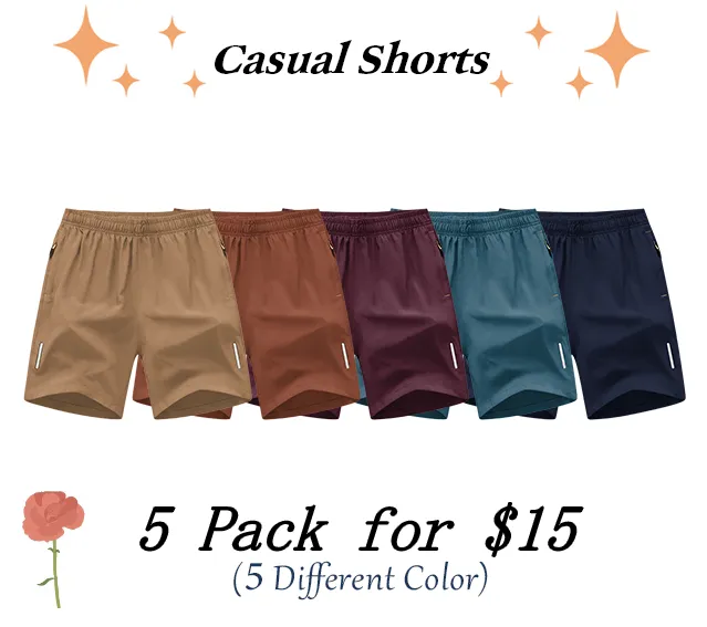 Men's Solid Color Zipper Pocket Shorts