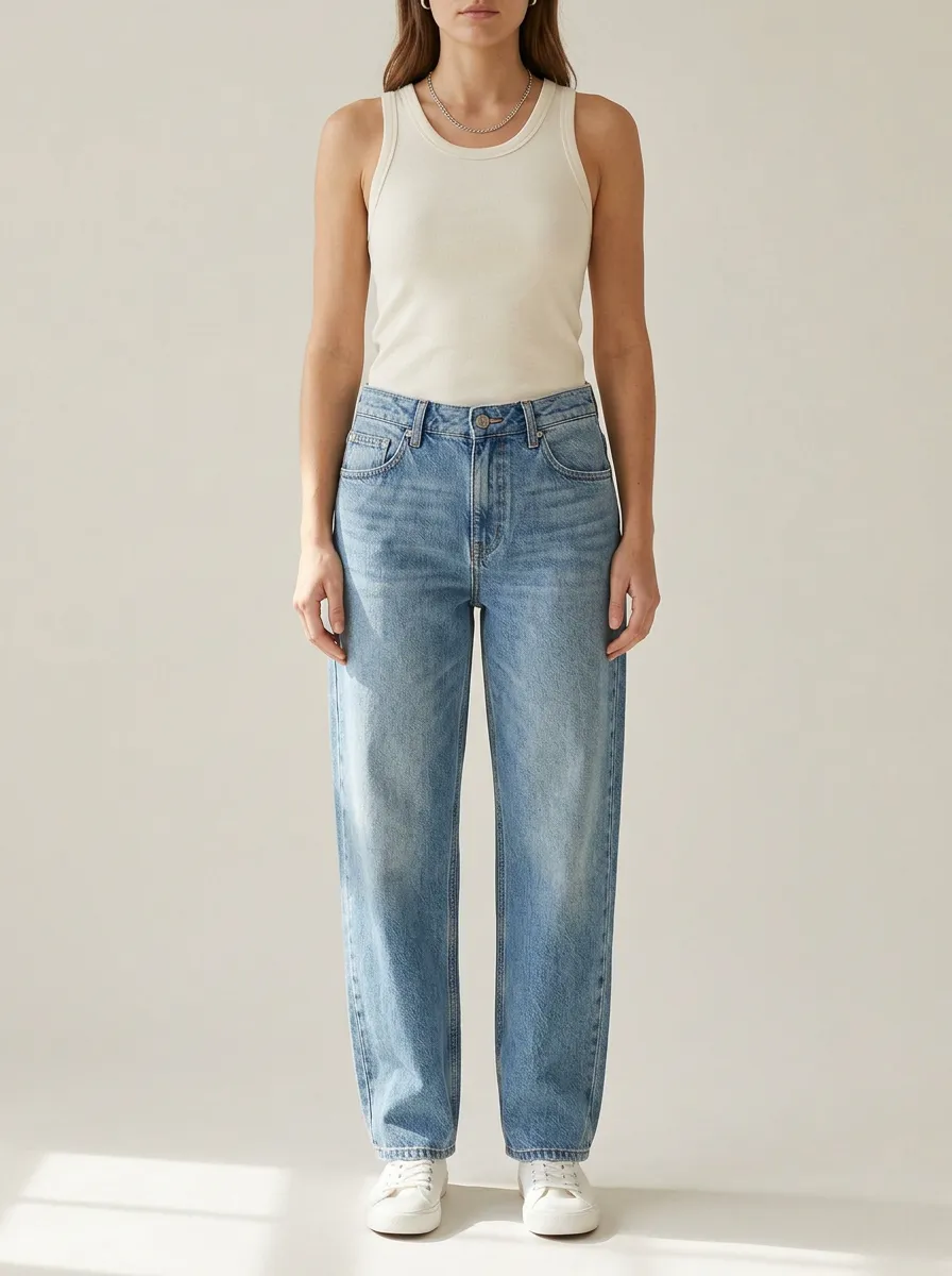 Women's Mid-Rise Faded Straight-Leg Denim Jeans