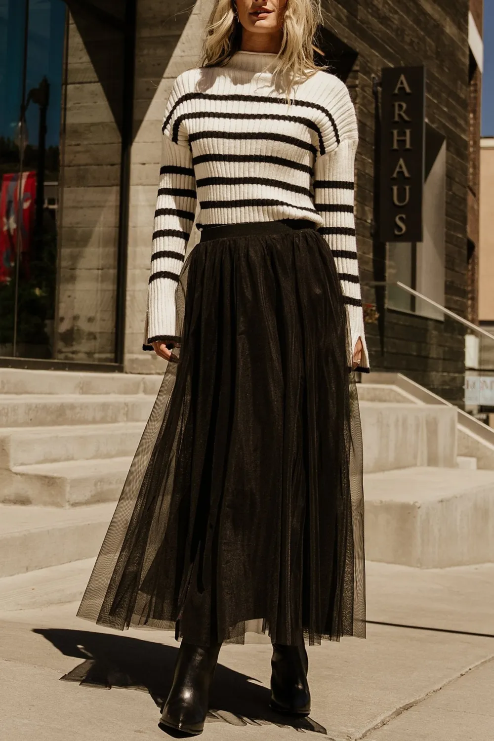 Minimalist High-Waisted Temperament Tulle Skirt