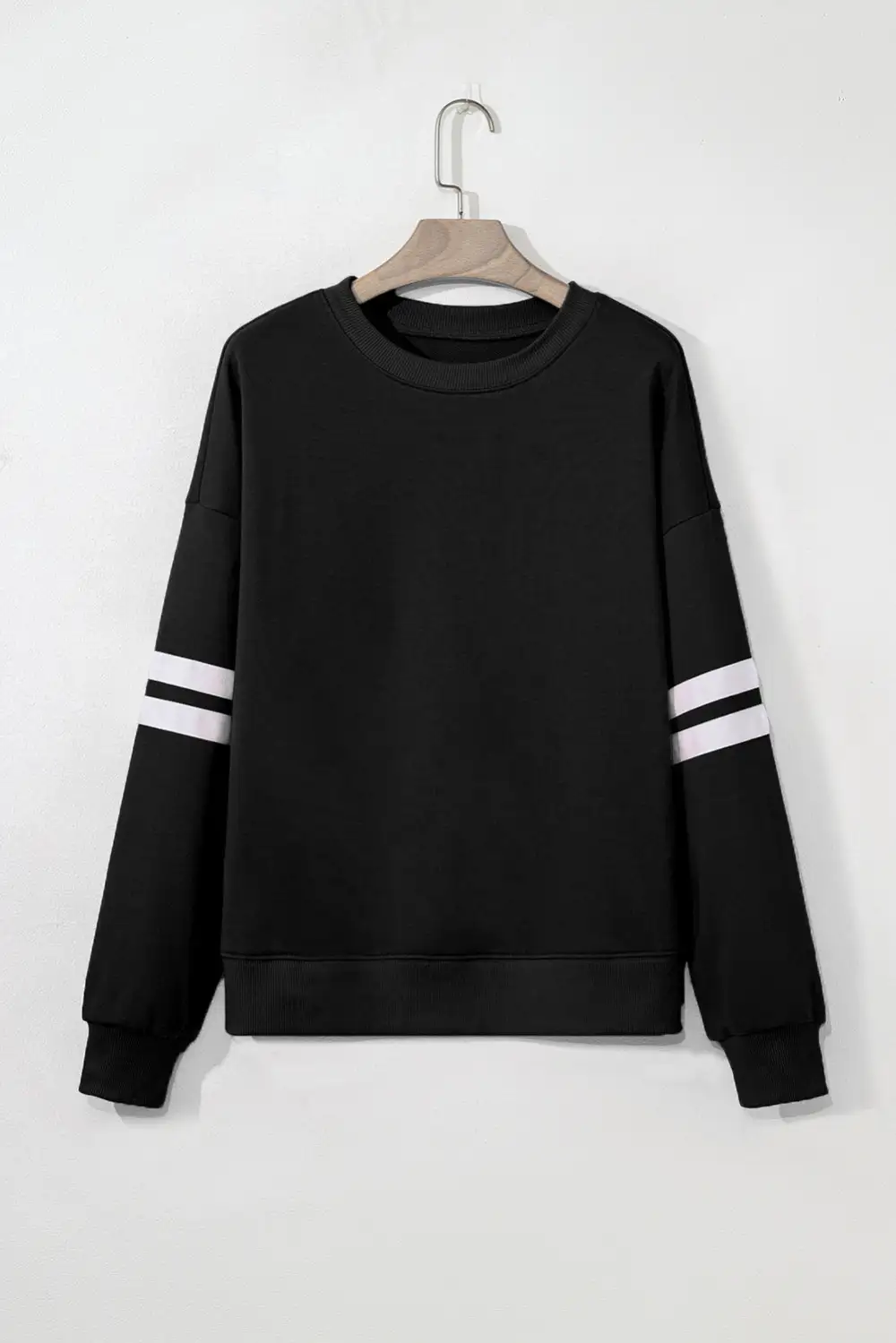 Modern Relaxed Striped Drop Shoulder Varsity Stripe Sweatshirt
