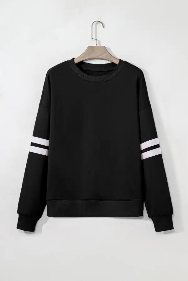 Modern Relaxed Striped Drop Shoulder Varsity Stripe Sweatshirt