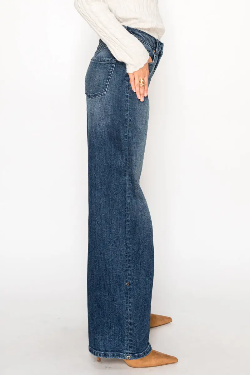High Rise Wide Leg Straight Leg Denim Jeans