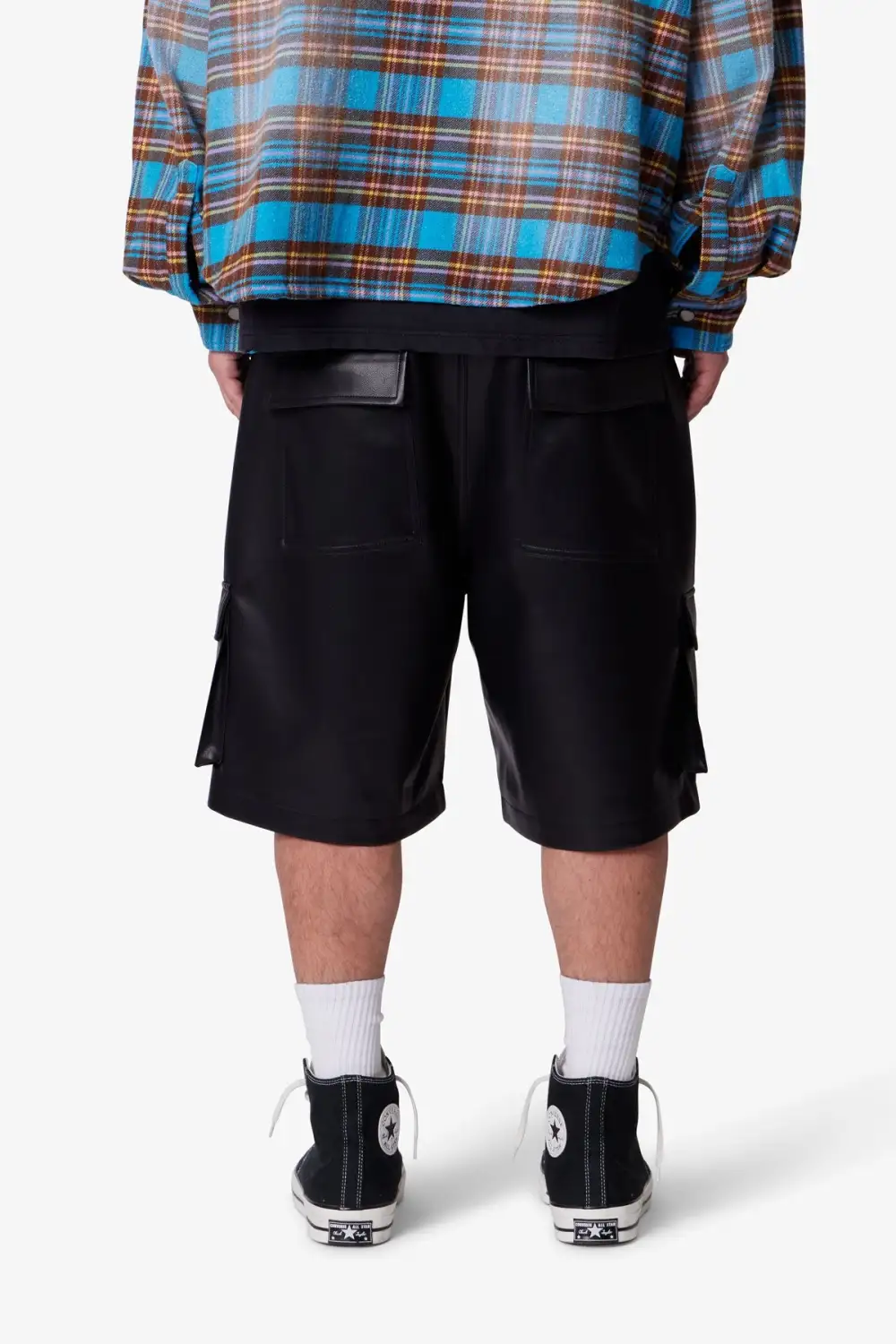 Baggy Leather Cargo Shorts
