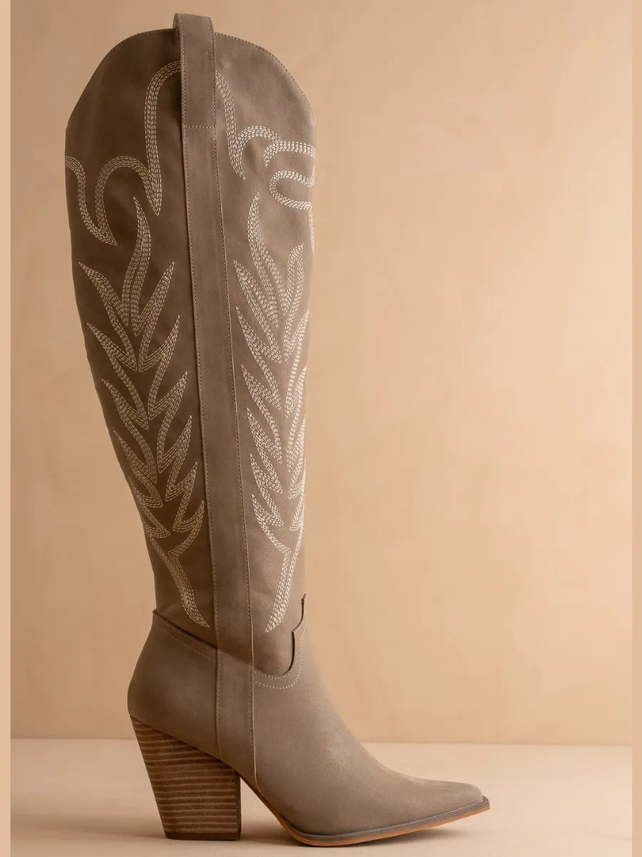 Classic Western Cowboy Embroidered Knee-High Boots