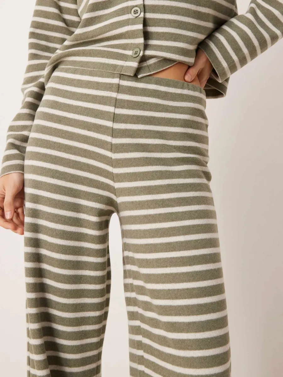 Stripe Knit Wide-Leg Pants