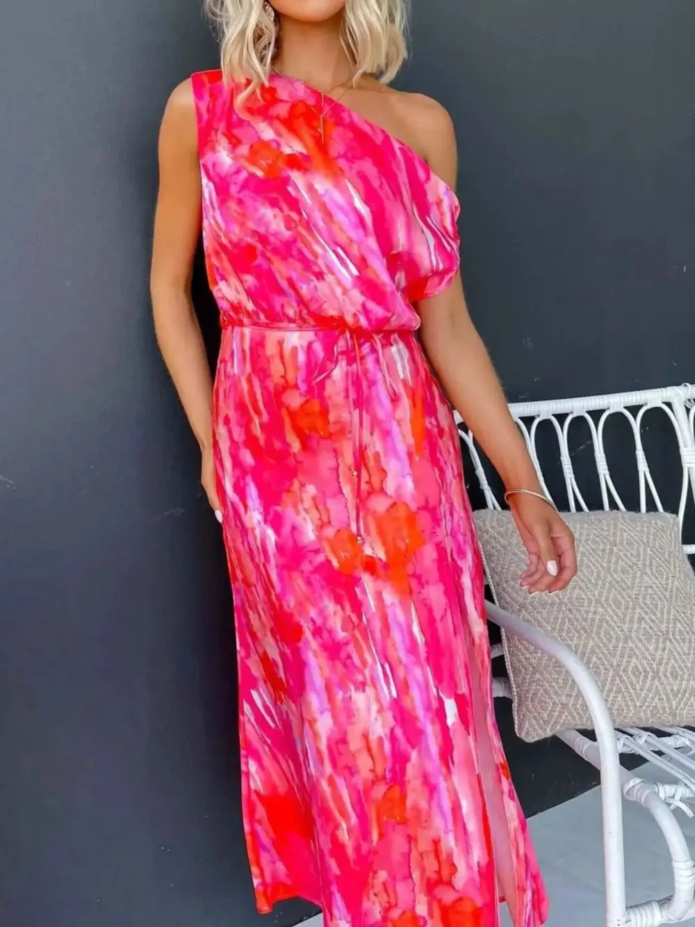 Easy Fit Printed Slit Dress