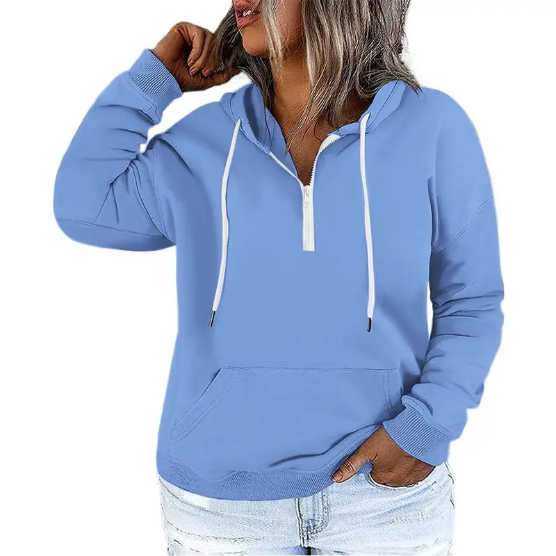 Women's Plus Size Quarter-Zip Hoodie - Lightweight Pullover with Pocket (1X-4X)