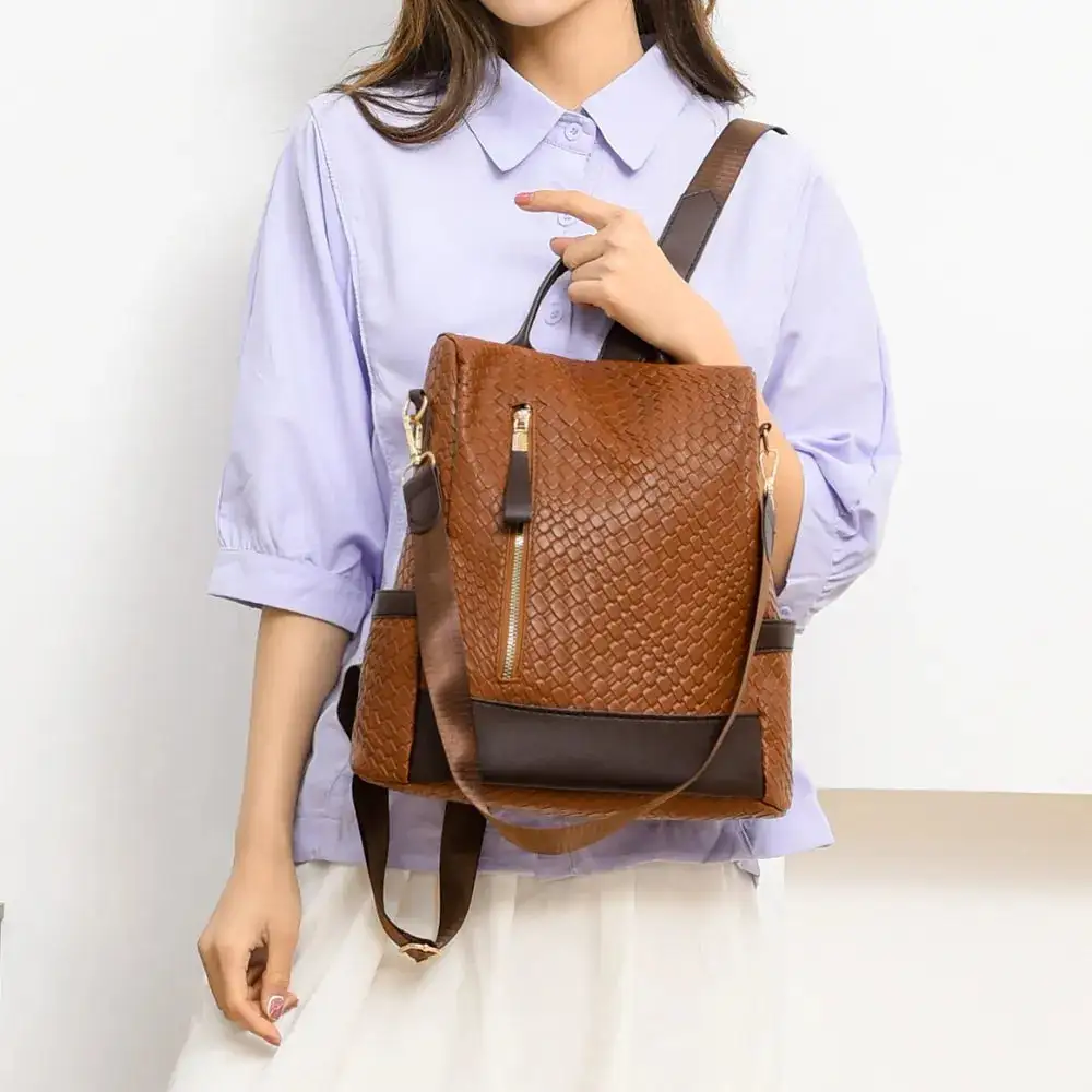 Faux Leather Backpack Camping Bag