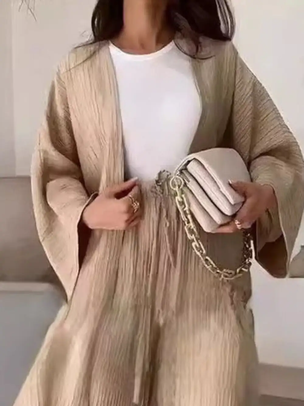 Full Size Textured Knit Cardigan and Pants Set Plus Size
