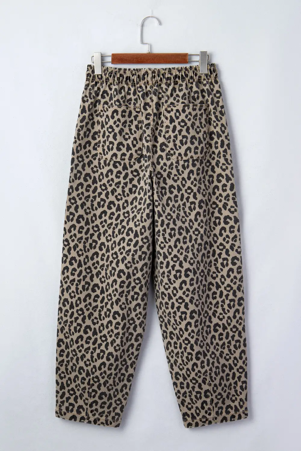 Loose Drawstring Elastic Waist Leopard Print Jeans