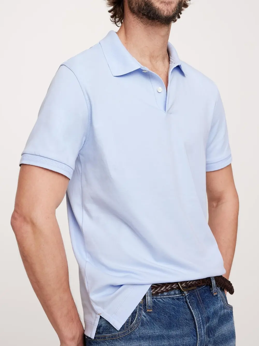 Men's Blue Meditation Soft Cotton Polo Shirt