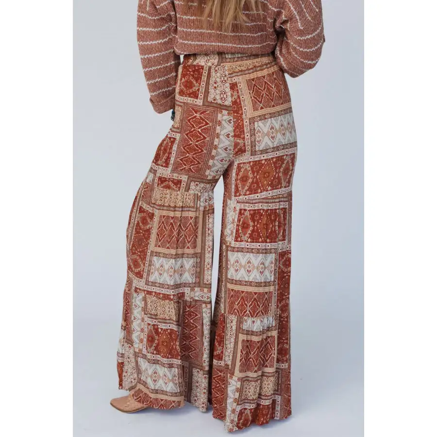 Geometric High Waist Wide Leg Pants