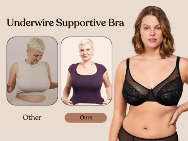 Enchante Floral Lace Plus Size Underwire Unlined Unpadded Minimizer Full Coverage Bra Women's Wear Comfortable Breathable Mesh Cup