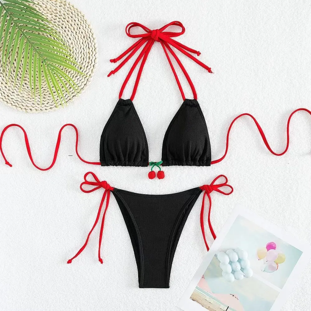 Cherry Bikini Set Two-piece Swimsuit for Beach Vacation