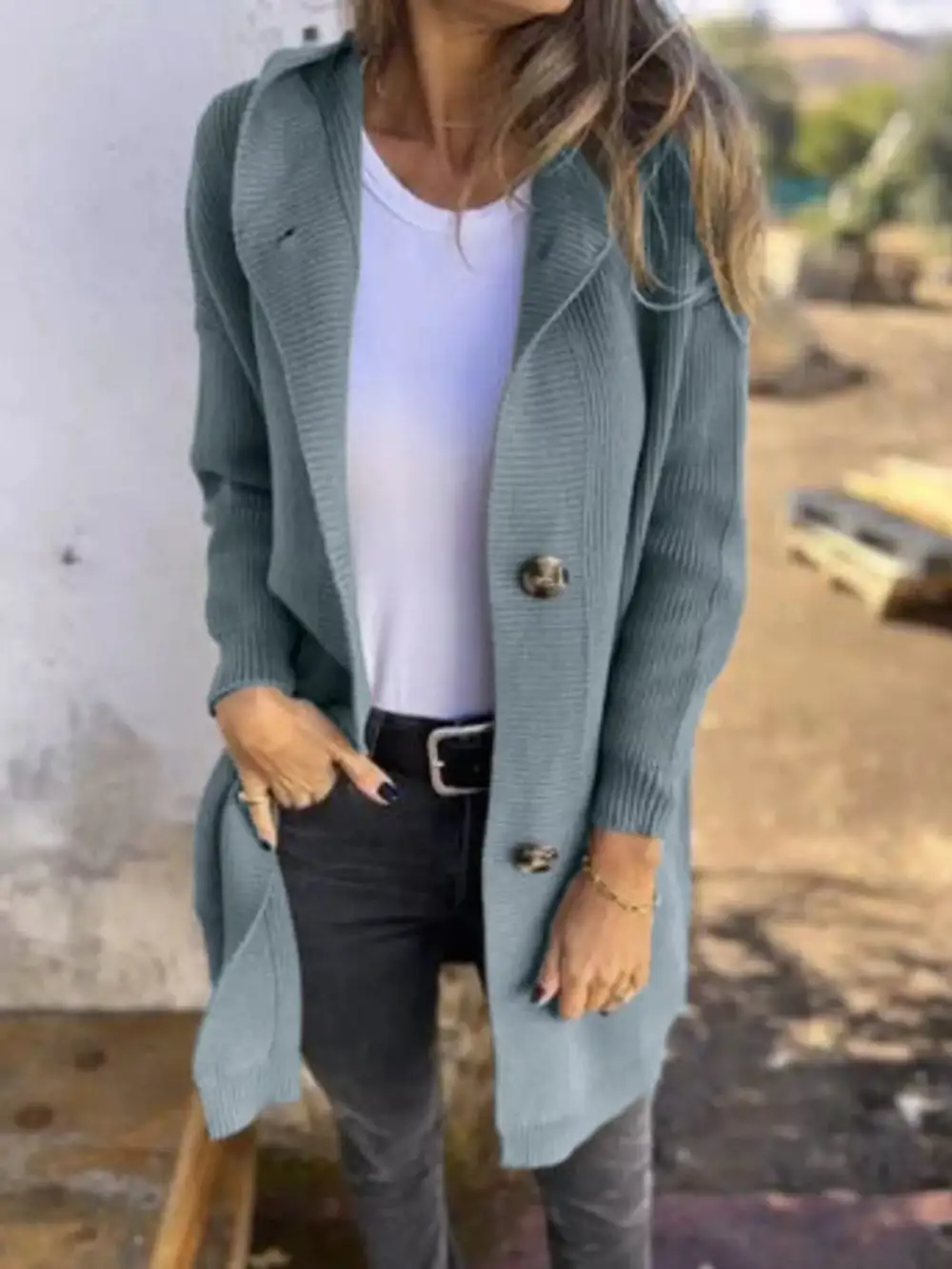 Full Size Button Down Hooded Cardigan Plus Size