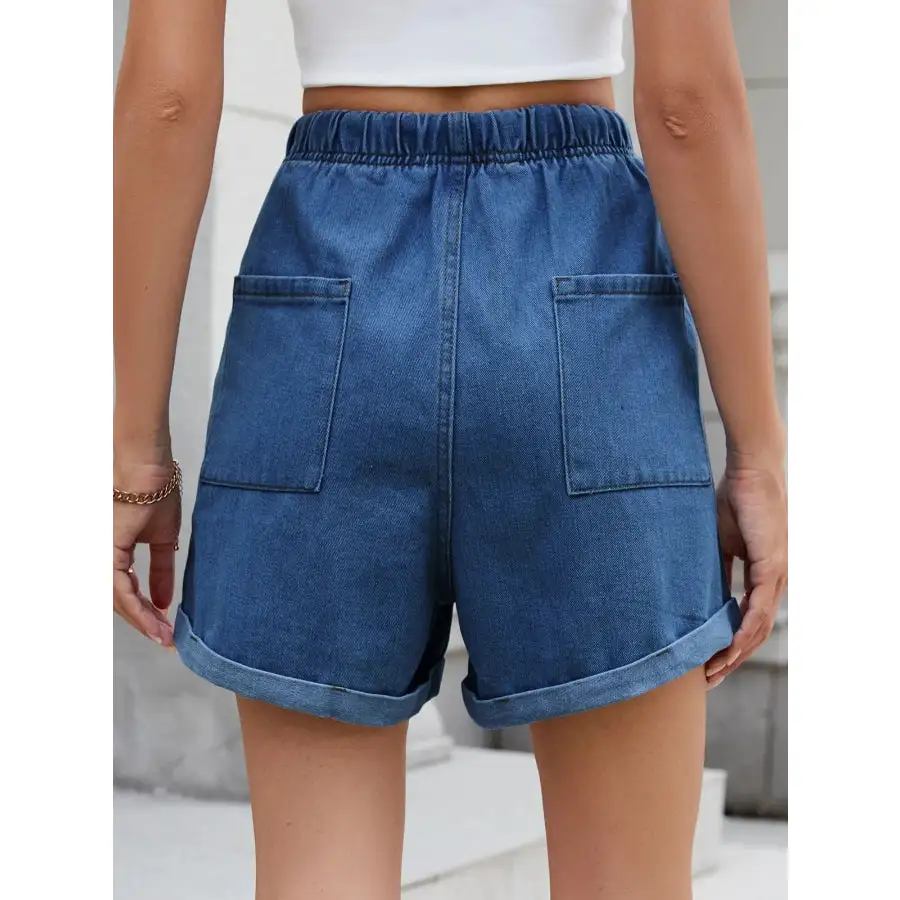 Drawstring Wash Denim Shorts