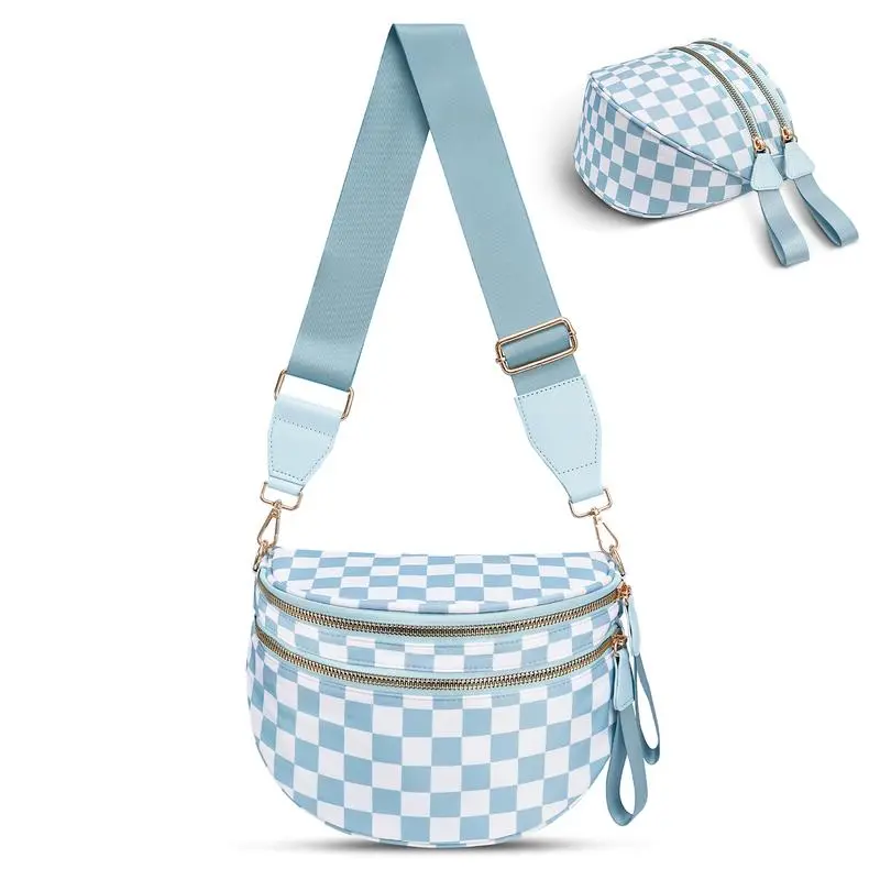 🏷️ 🔥 Clearance Sale – 40% OFF! 🔥 Black & White Checkered Nylon Bum Bag – Plus Size Friendly Fanny Pack | Spacious, Lightweight & Stylish Crossbody Gift for Everyone