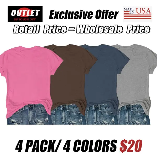 Women's Short Sleeve T-Shirts Multipack, Solid Color Round Neck Casual Tee Tops