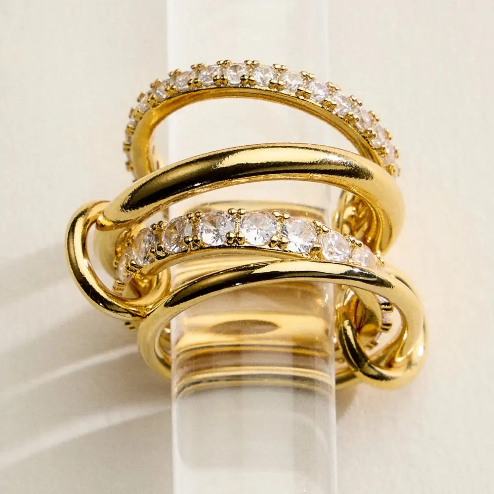 CZ Interlocking Ring Set