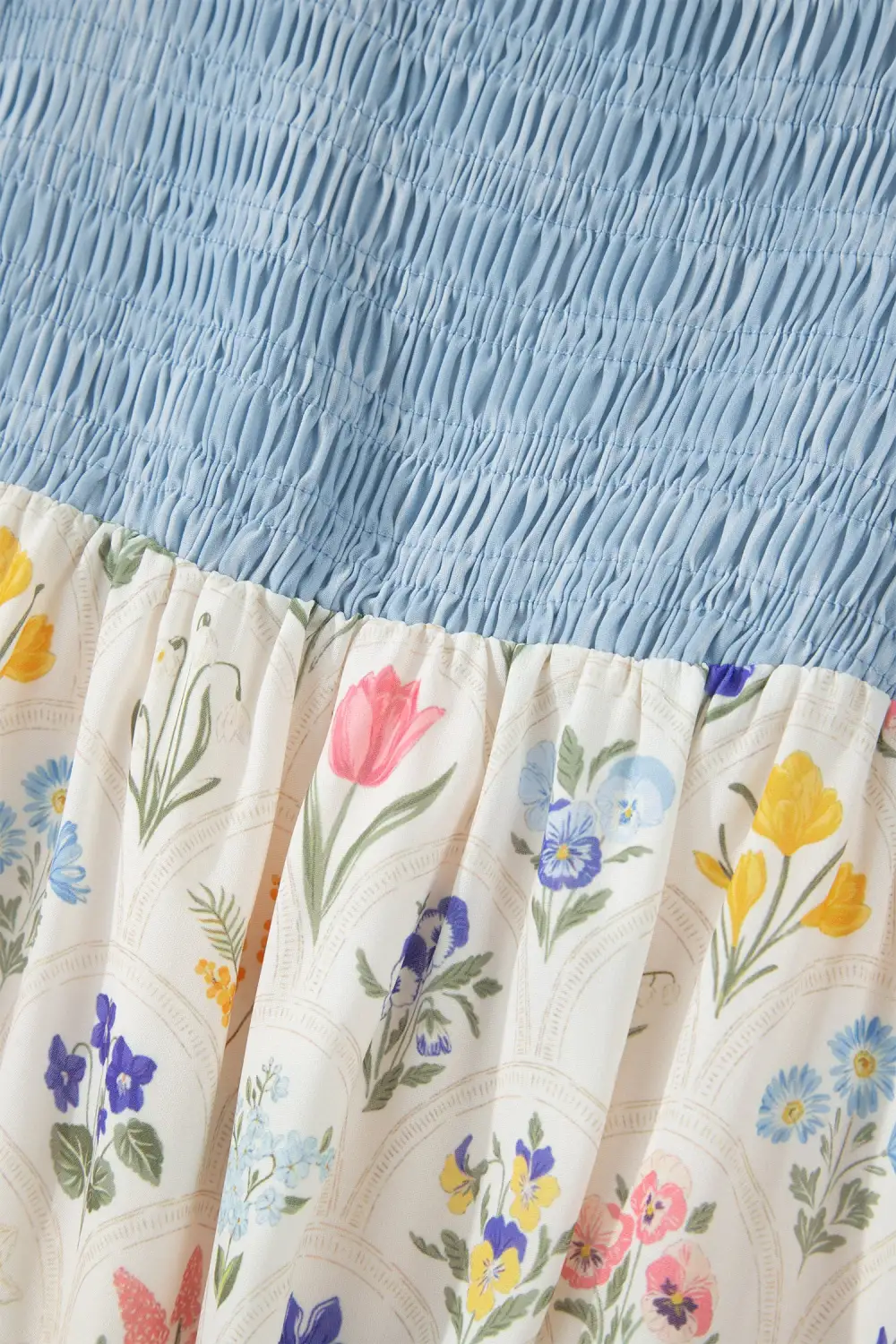 Floral Striped Square Neck Dress Casual