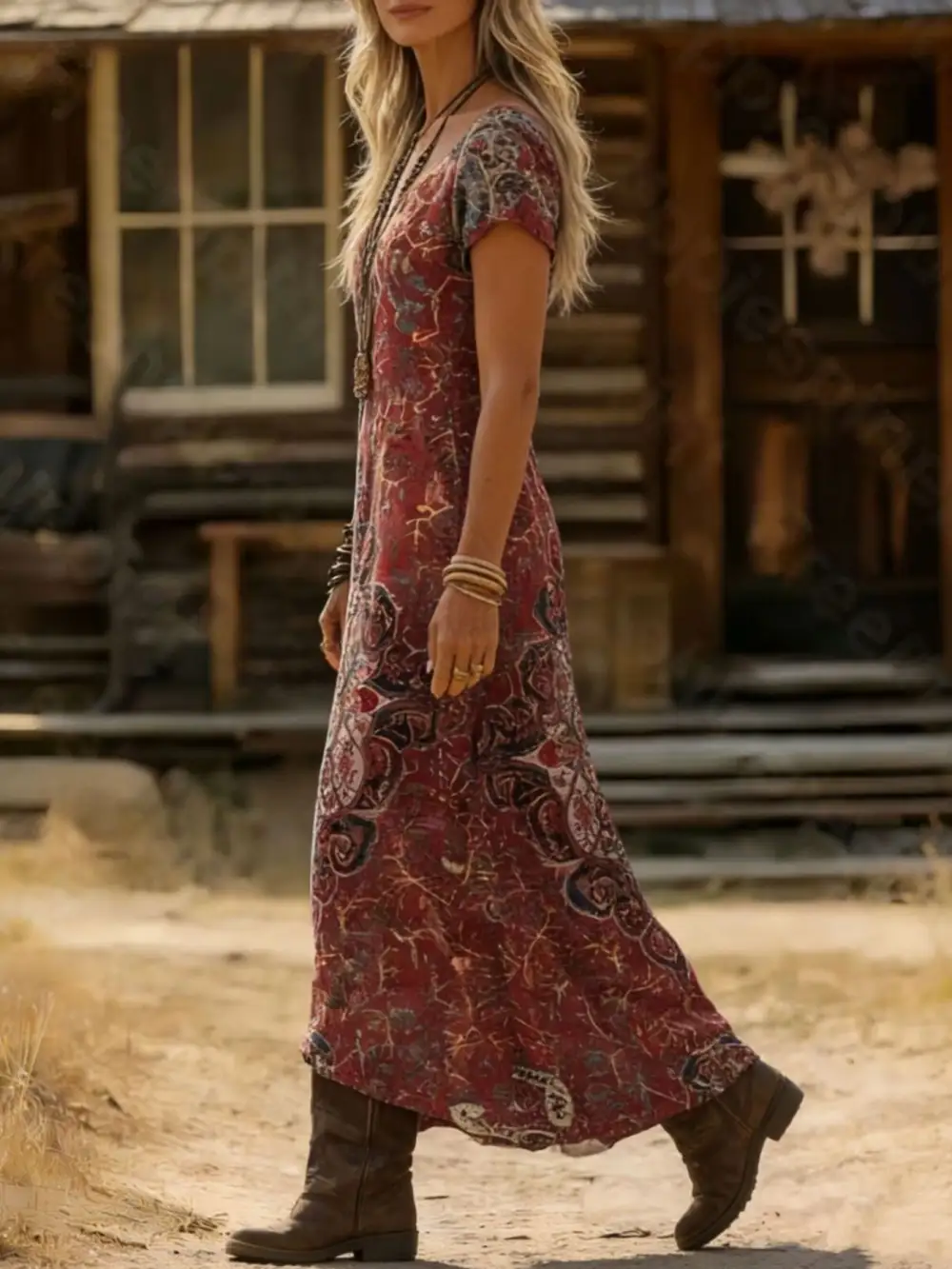 Short V-Neck Short Sleeve Midi Dress