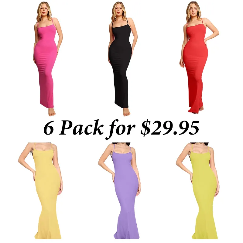 6PACK-Modal Built-In Shapewear Dresses