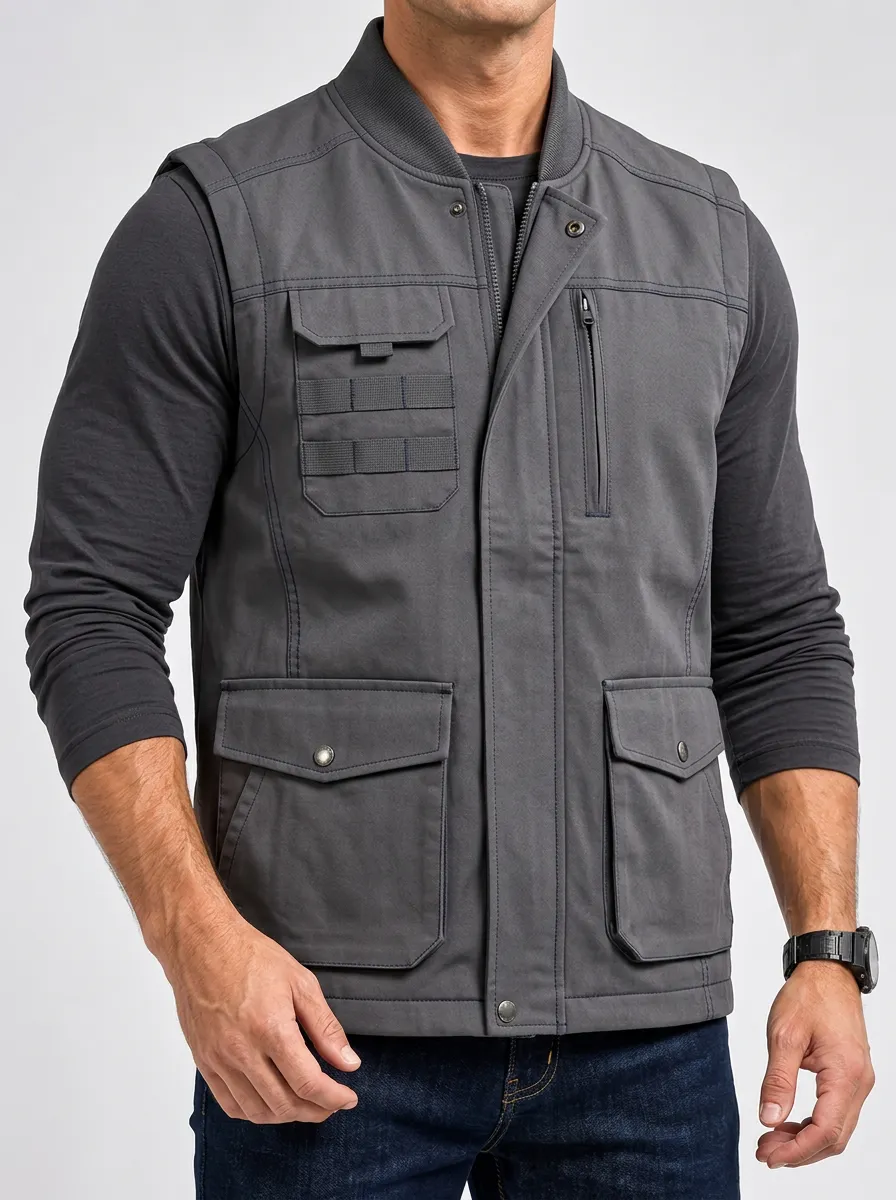 Men's Utility Pocket Sleeveless Jacket
