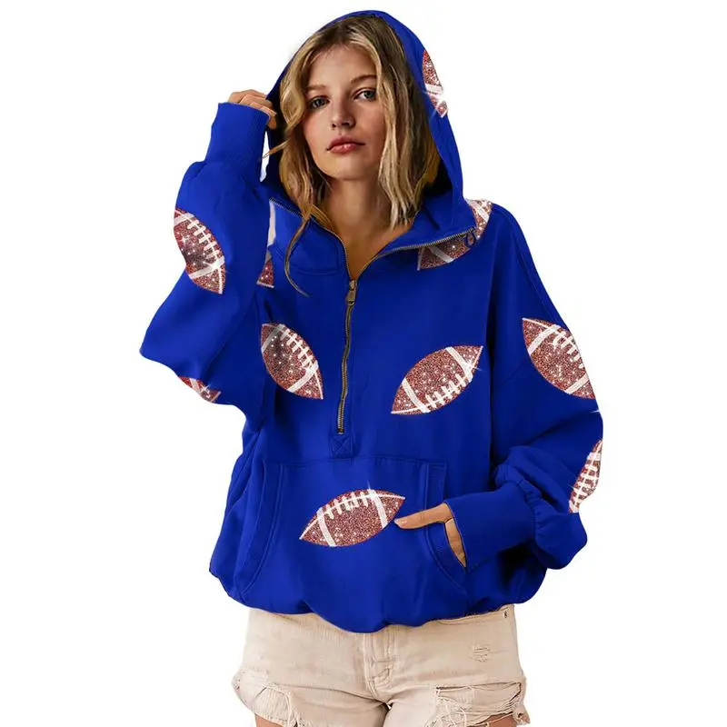 Women Oversized Game Day Hoodie – Sparkle, Comfort & Team Spirit!