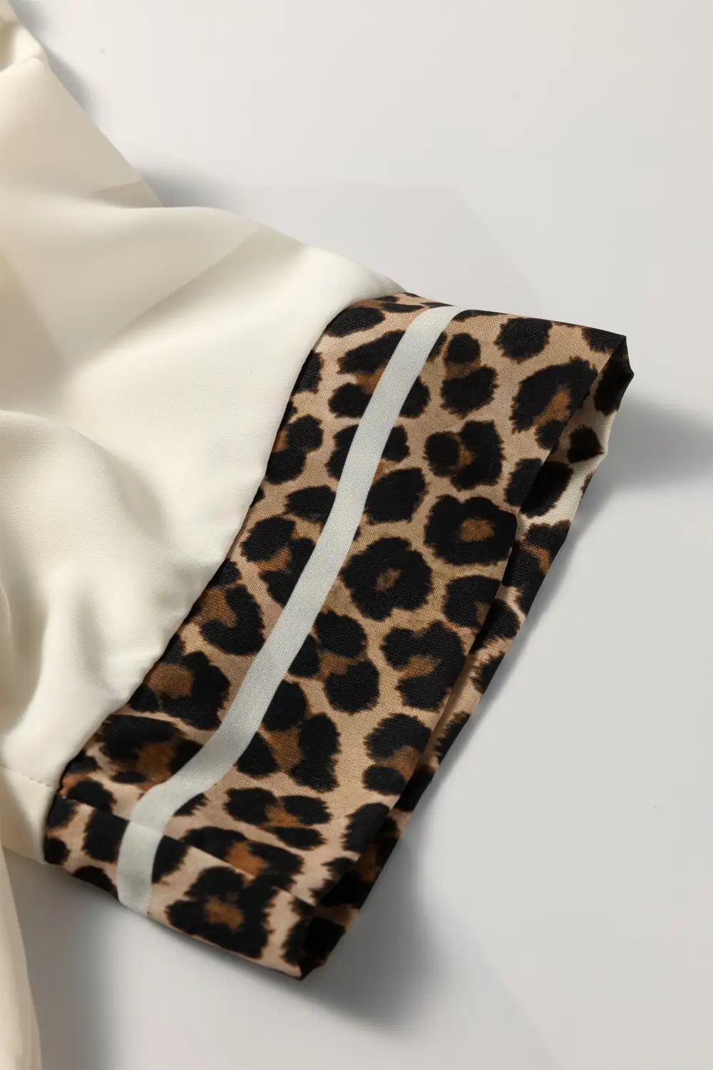 Leopard Print Patchwork Short Sleeve Blouse