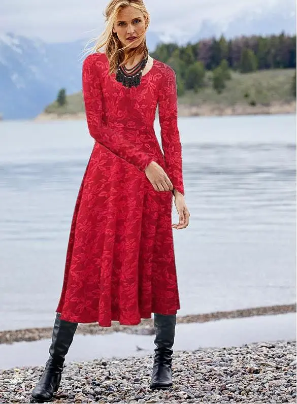Long Sleeve Print Casual Dress