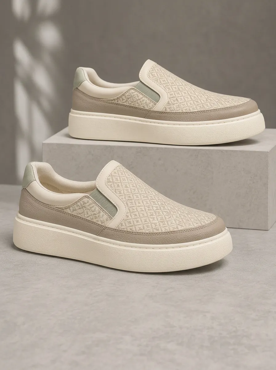 Men's Geometric Pattern Patterned Slip-on Skate Shoes