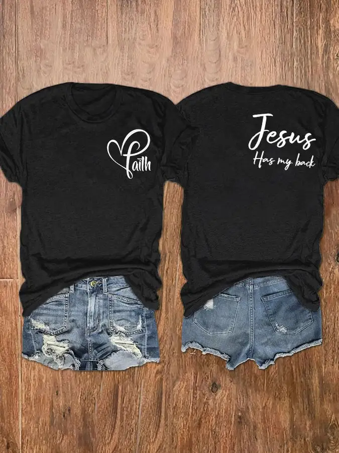 Women's Jesus has my back print short-sleeve T-shirt