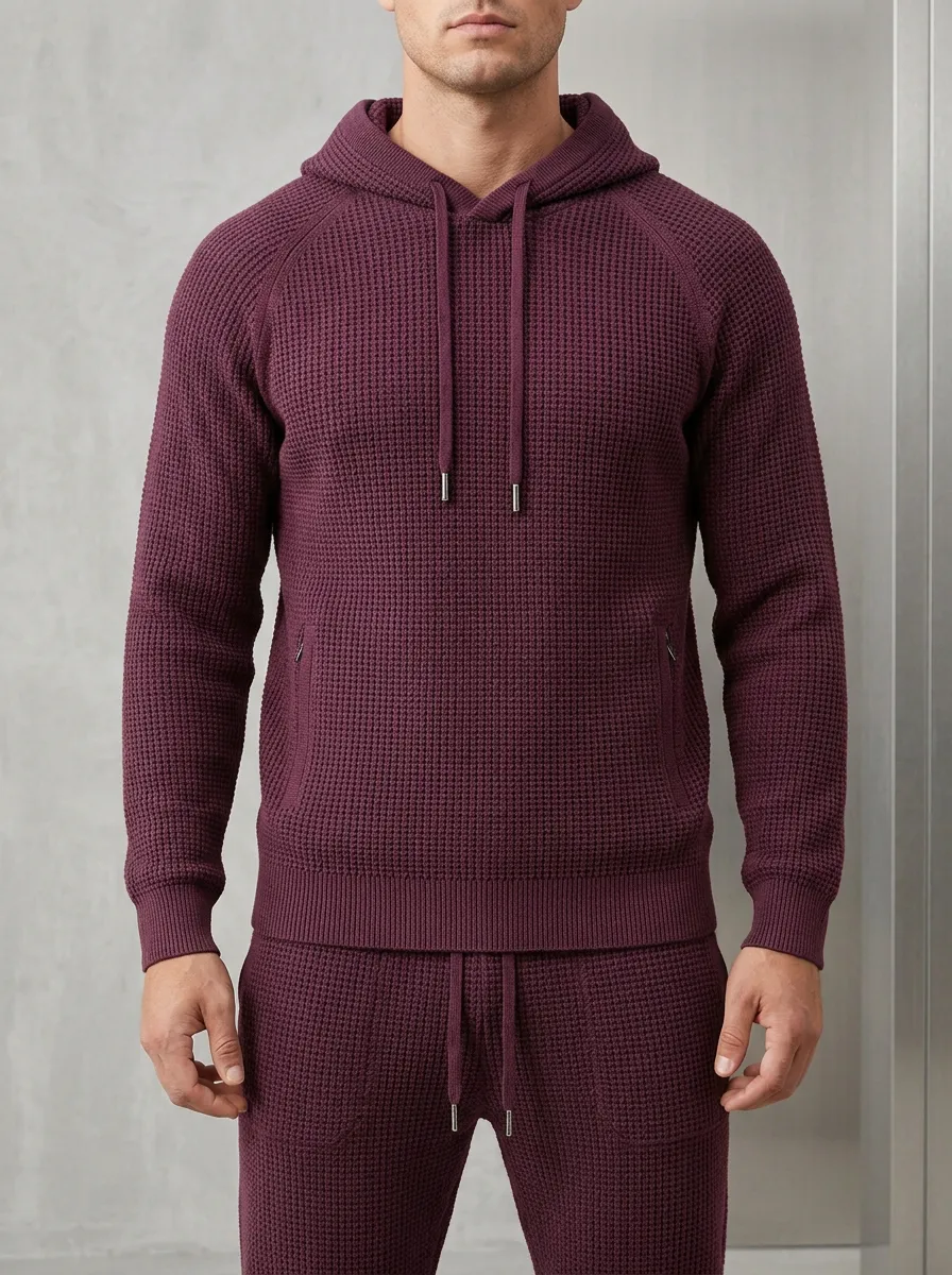 Refined Everyday-Look Men's Knit Hoodie Jogger Set