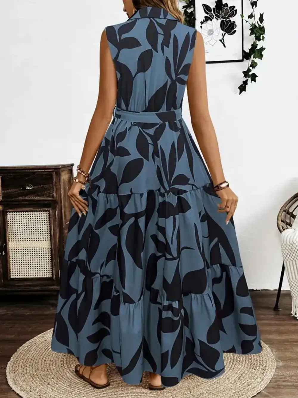 Sleeveless Printed Maxi Dress