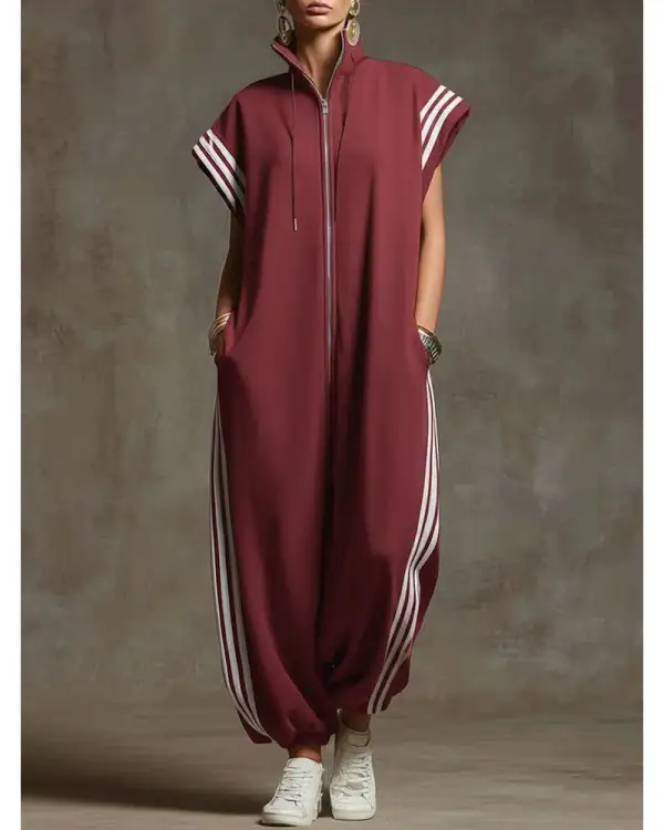 Zip Front Pocketed Jumpsuit