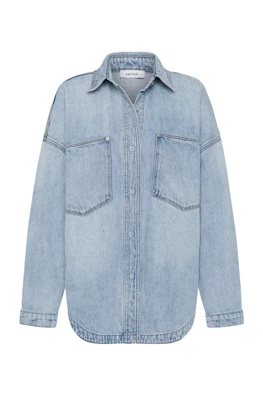Light Wash Oversized Denim Shirts
