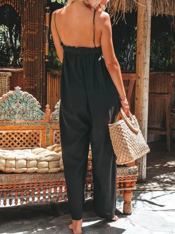 Loose High Waisted Wide Leg Spaghetti Accessory