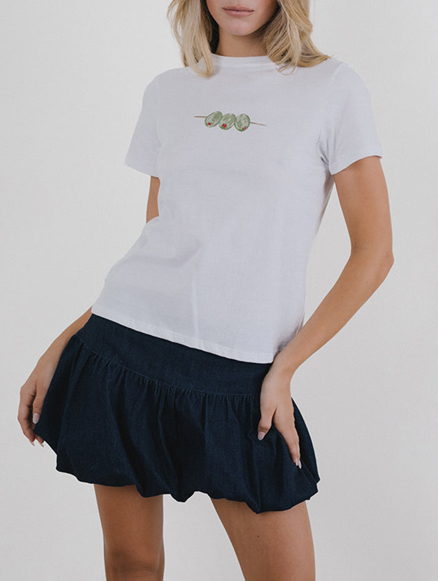 White With Olives Graphic Tee