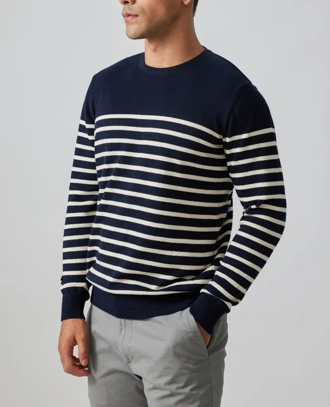 Blue Striped Cotton Pullover